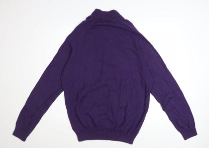Marks and Spencer Men's Purple Wool 1/2 Zip Jumper XL