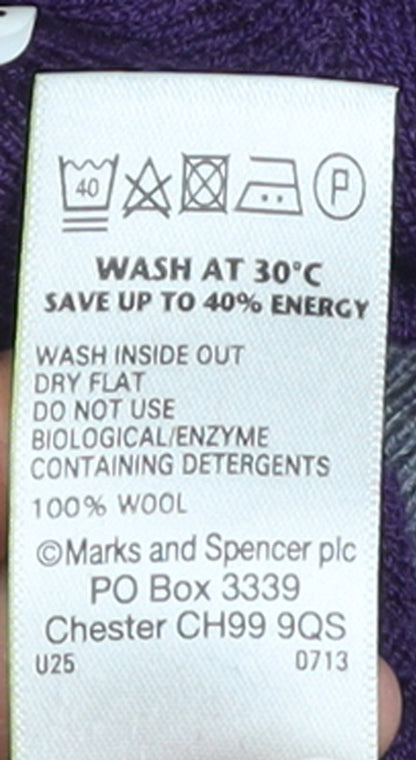 Marks and Spencer Men's Purple Wool 1/2 Zip Jumper XL