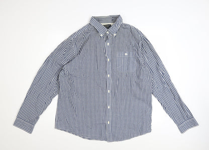 Hammond & Co Men's Blue Check Cotton Long Sleeve XL Dress Shirt