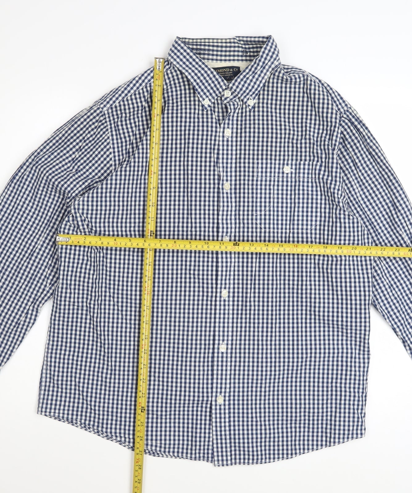 Hammond & Co Men's Blue Check Cotton Long Sleeve XL Dress Shirt
