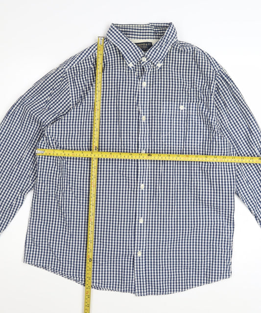 Hammond & Co Men's Blue Check Cotton Long Sleeve XL Dress Shirt