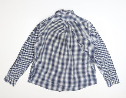 Hammond & Co Men's Blue Check Cotton Long Sleeve XL Dress Shirt