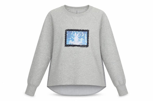 Whistles Women’s Grey Cotton Rabbit Patch Pullover Jumper UK 8