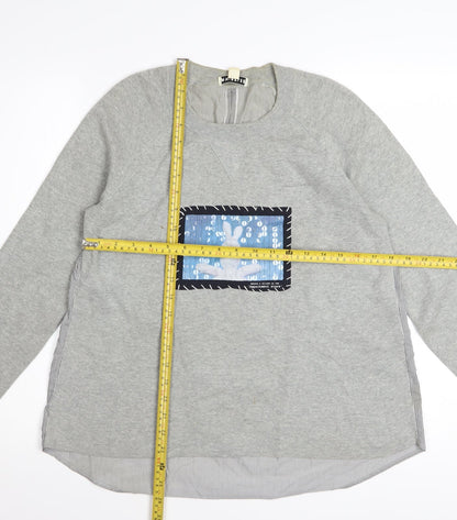 Whistles Women’s Grey Cotton Rabbit Patch Pullover Jumper UK 8