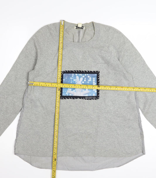 Whistles Women’s Grey Cotton Rabbit Patch Pullover Jumper UK 8