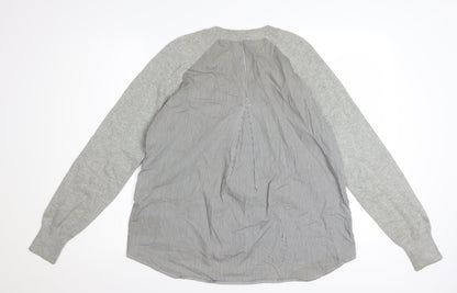 Whistles Women’s Grey Cotton Rabbit Patch Pullover Jumper UK 8
