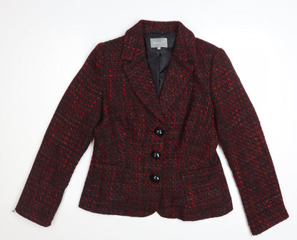 Marks and Spencer Women Red Tweed Wool Blend Blazer Size 12