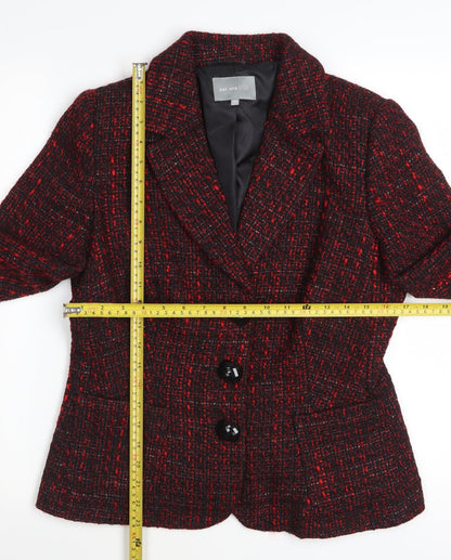 Marks and Spencer Women Red Tweed Wool Blend Blazer Size 12