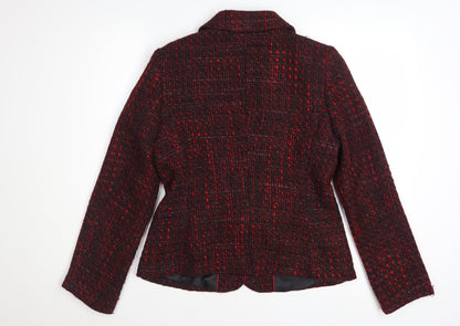 Marks and Spencer Women Red Tweed Wool Blend Blazer Size 12