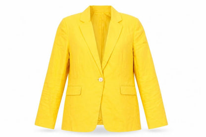 Mango Women's Yellow Linen Blazer Size 16 Regular Fit