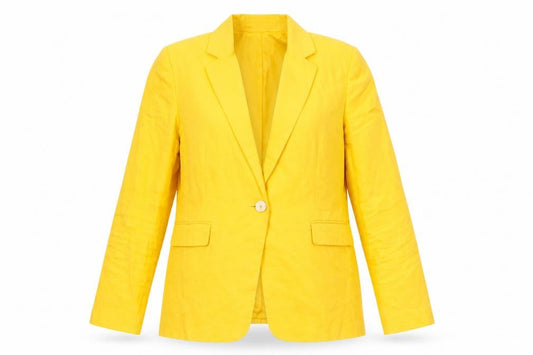 Mango Women's Yellow Linen Blazer Size 16 Regular Fit