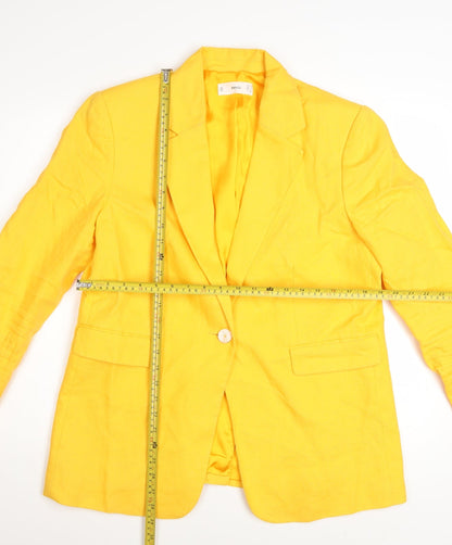 Mango Women's Yellow Linen Blazer Size 16 Regular Fit