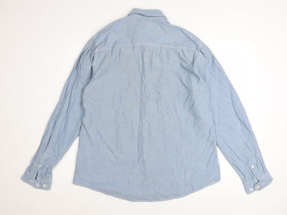 Next Men’s Blue Cotton Button-Down Long Sleeve Casual Shirt XL