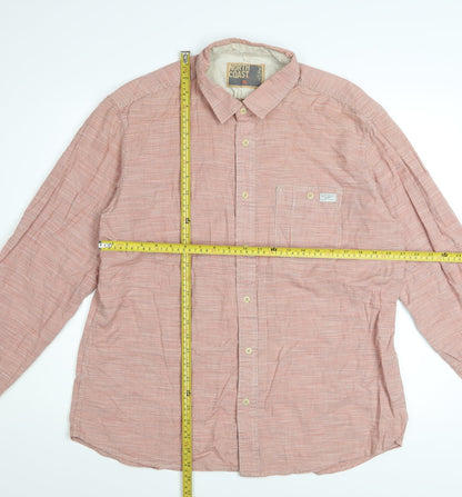 Marks and Spencer Men’s Red Check Cotton Long Sleeve Button-Up Shirt XL