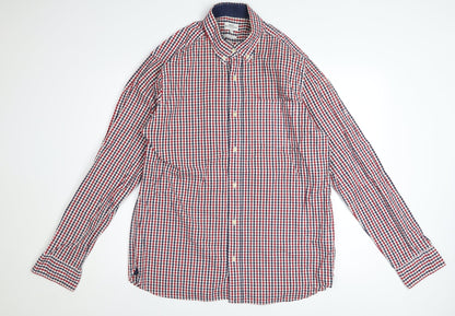 Next Men's Multicoloured Checked Long Sleeve Cotton Button-Up Shirt XL