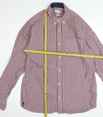 Next Men's Multicoloured Checked Long Sleeve Cotton Button-Up Shirt XL