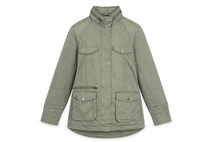 Marks and Spencer Women Khaki Green Military Jacket UK 12 Cotton Lined