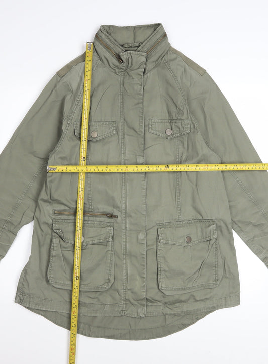 Marks and Spencer Women Khaki Green Military Jacket UK 12 Cotton Lined