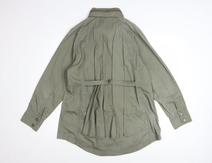 Marks and Spencer Women Khaki Green Military Jacket UK 12 Cotton Lined