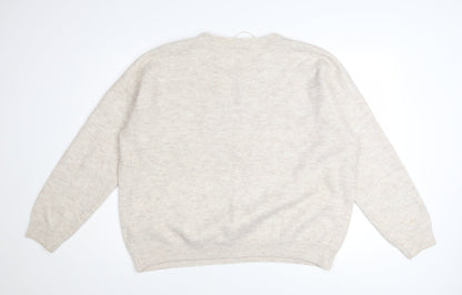 Lyrics By Ink Womens Beige L Christmas Jumper Pullover Sweater
