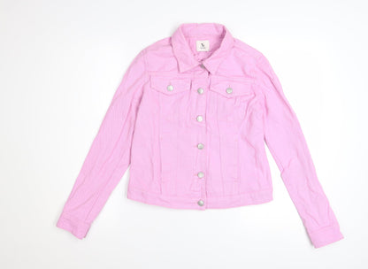 Tu Women Pink Cotton Denim Button-Up Jacket Size 8