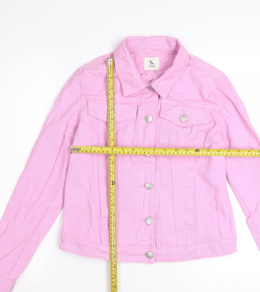 Tu Women Pink Cotton Denim Button-Up Jacket Size 8