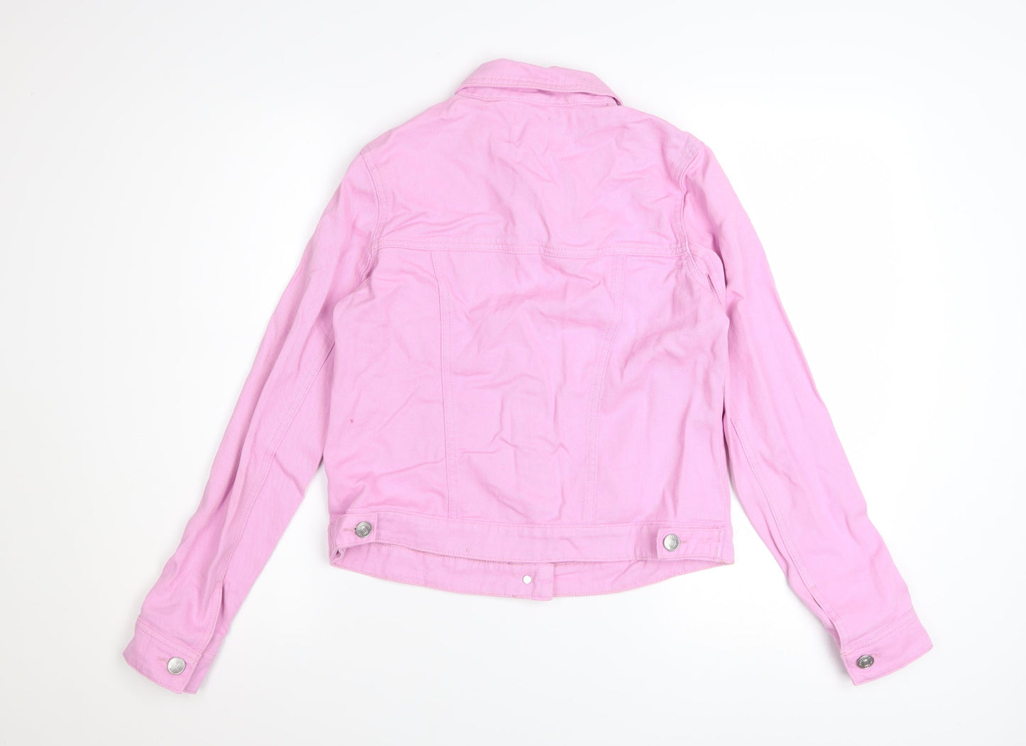 Tu Women Pink Cotton Denim Button-Up Jacket Size 8