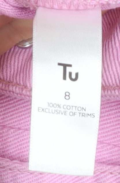 Tu Women Pink Cotton Denim Button-Up Jacket Size 8