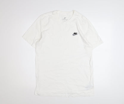 Nike Men's White Cotton Crew Neck Short Sleeve T-Shirt M
