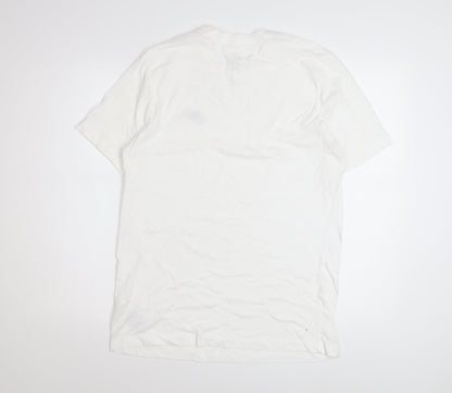 Nike Men's White Cotton Crew Neck Short Sleeve T-Shirt M