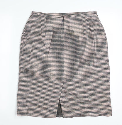 Rena Rowan for Saville Womens Brown Wool Houndstooth Pencil Skirt Size 12