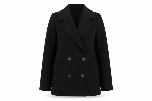 Monki Womens Black Wool Blend Pea Coat XXS Regular Fit