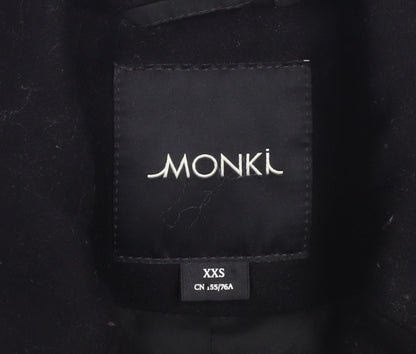 Monki Womens Black Wool Blend Pea Coat XXS Regular Fit