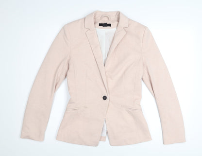 H&M Women Beige Regular Fit One-Button Blazer Size 8