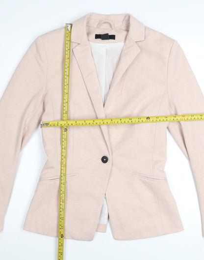 H&M Women Beige Regular Fit One-Button Blazer Size 8