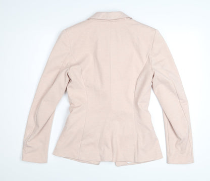 H&M Women Beige Regular Fit One-Button Blazer Size 8