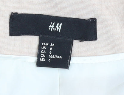 H&M Women Beige Regular Fit One-Button Blazer Size 8