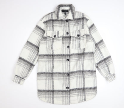 New Look Women's Grey Check Shacket Jacket Size 8