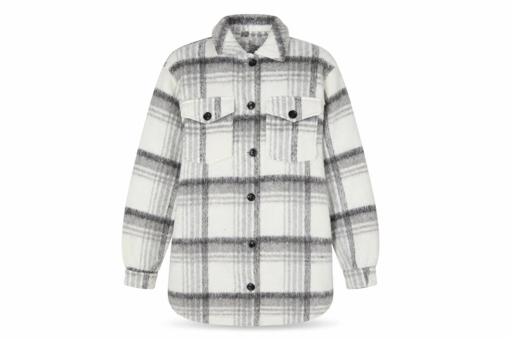 New Look Women's Grey Check Shacket Jacket Size 8