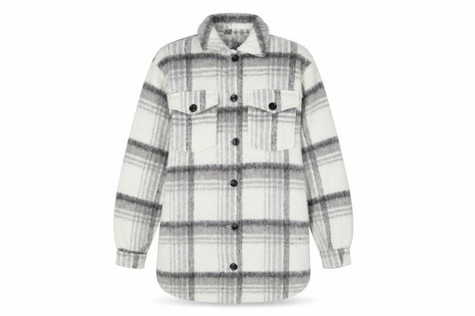 New Look Women's Grey Check Shacket Jacket Size 8