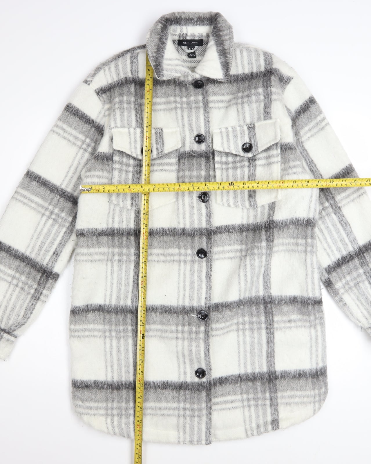 New Look Women's Grey Check Shacket Jacket Size 8