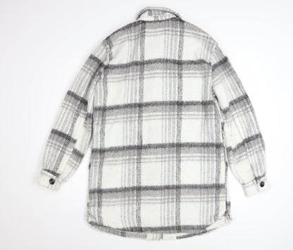 New Look Women's Grey Check Shacket Jacket Size 8