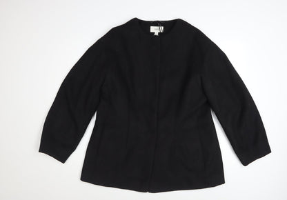Marks and Spencer Womens Black Size 16 Collarless Wool Blend Jacket