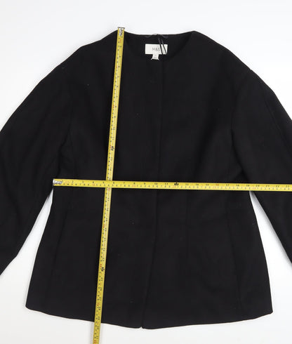 Marks and Spencer Womens Black Size 16 Collarless Wool Blend Jacket