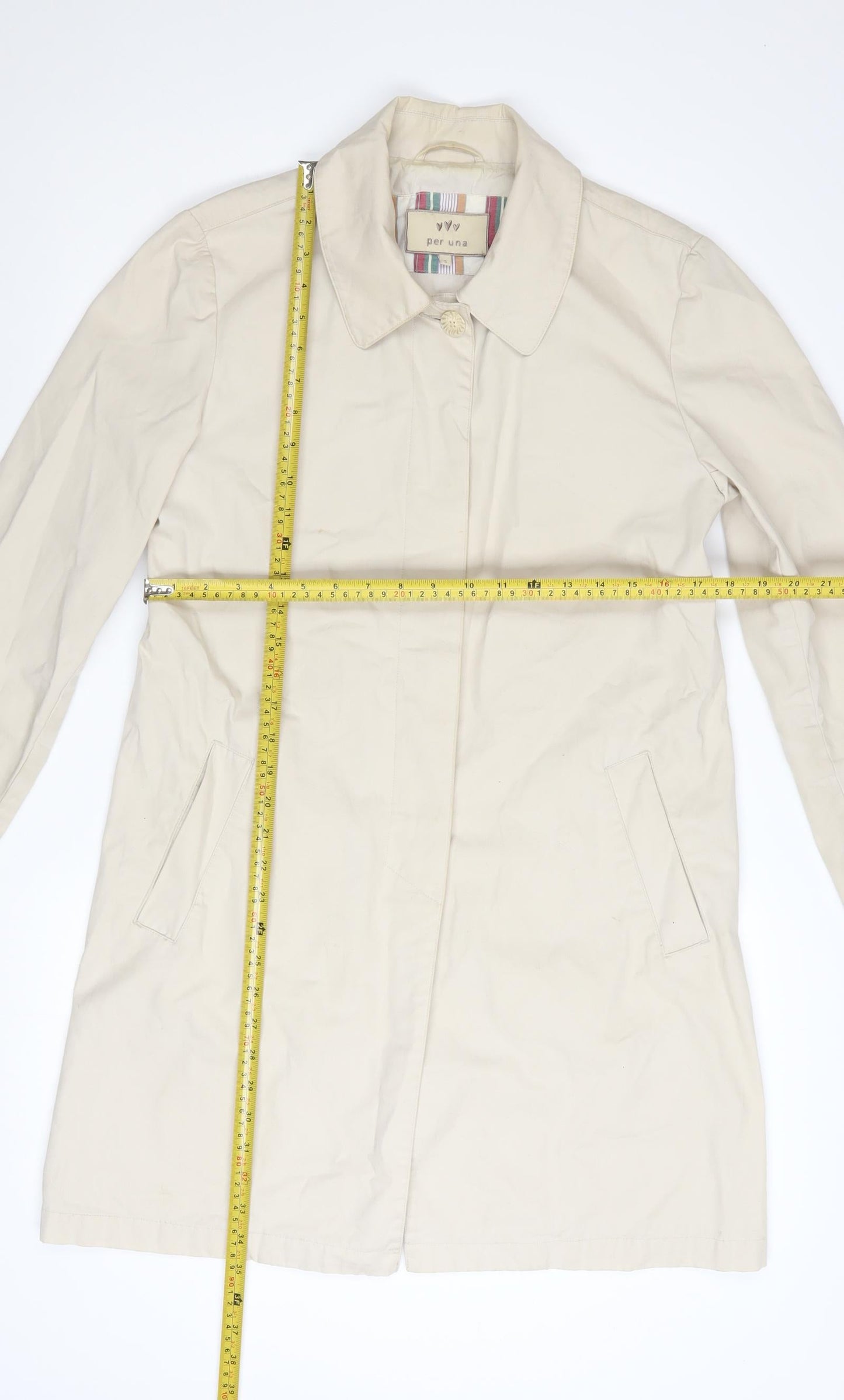 Marks and Spencer Per Una Women's Beige Small Mid-Length Trench Coat