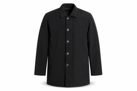 Easy Products Men's Black Nylon Mid-Length Overcoat Size L