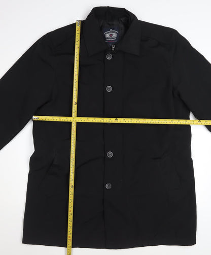 Easy Products Men's Black Nylon Mid-Length Overcoat Size L