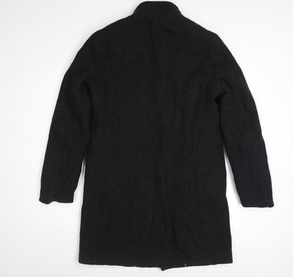 Zara Men's Black Wool Blend Mid-Length Overcoat Size S Classic