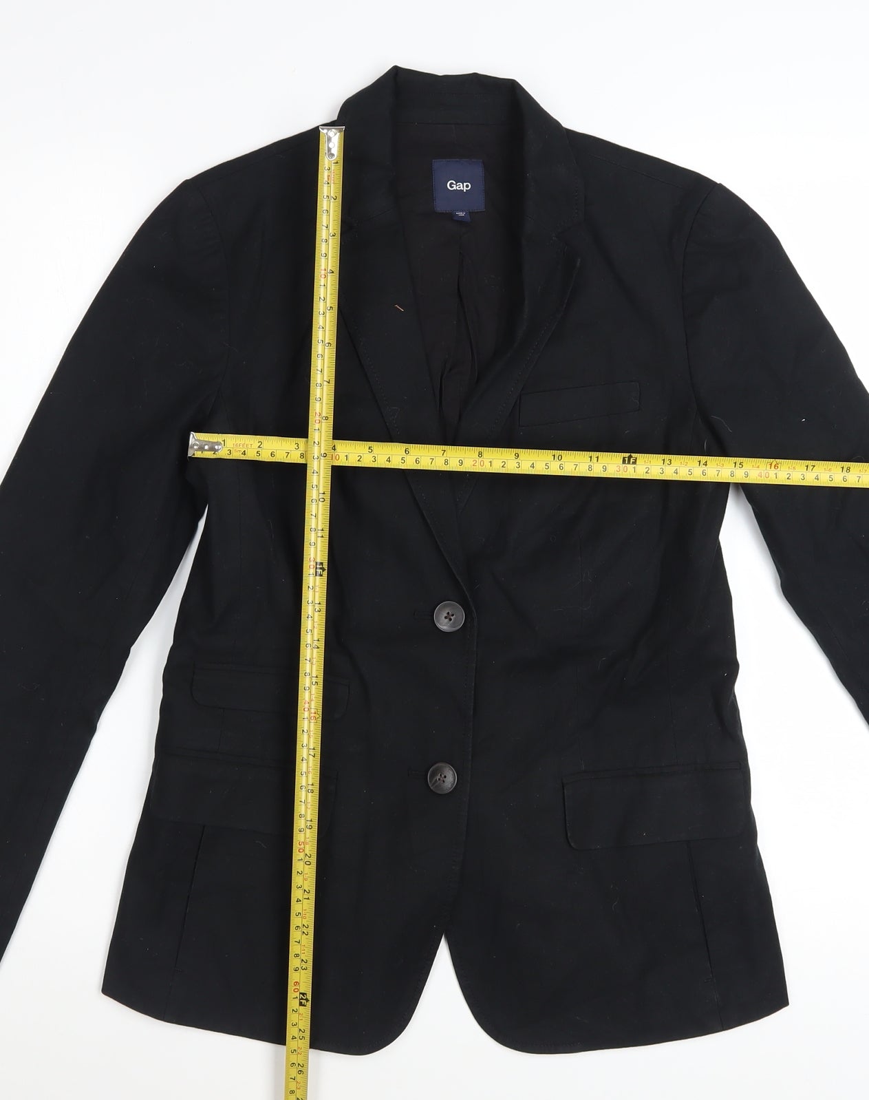 GAP Women's Black Cotton Blazer Size 6 Two-Button Single-Breasted