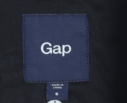 GAP Women's Black Cotton Blazer Size 6 Two-Button Single-Breasted